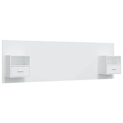 Foto van The living store hoofdbord met kastjes - nachtkastjes - wandmontage - wit - hoge kwaliteit - 48.5x32.5x80cm - stevig