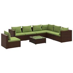 Foto van Vidaxl 8-delige loungeset met kussens poly rattan bruin