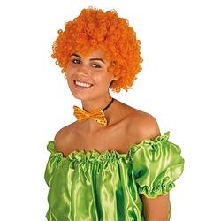 Foto van Oranje clownspruik afro voor volwassenen met krulletjes