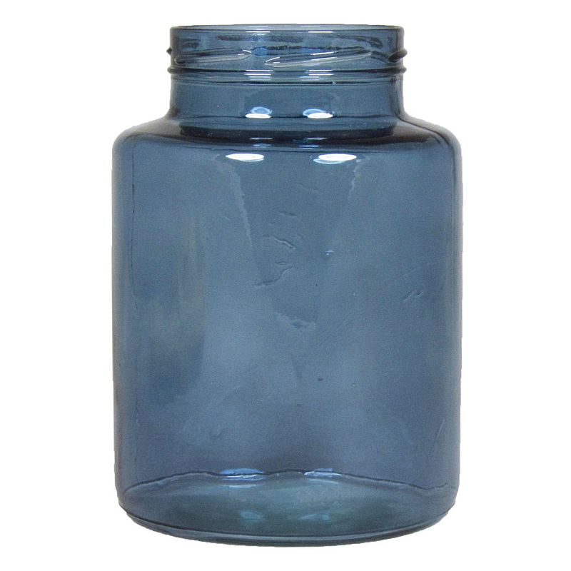 Foto van Bloemenvaas - blauw/transparant glas - h20 x d14.5 cm - vazen