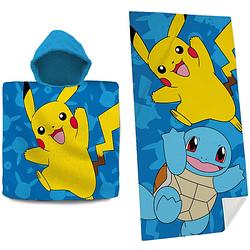 Foto van Set van pokemon bad cape/poncho met strand/badlaken voor kinderen met pikachu print - badcapes