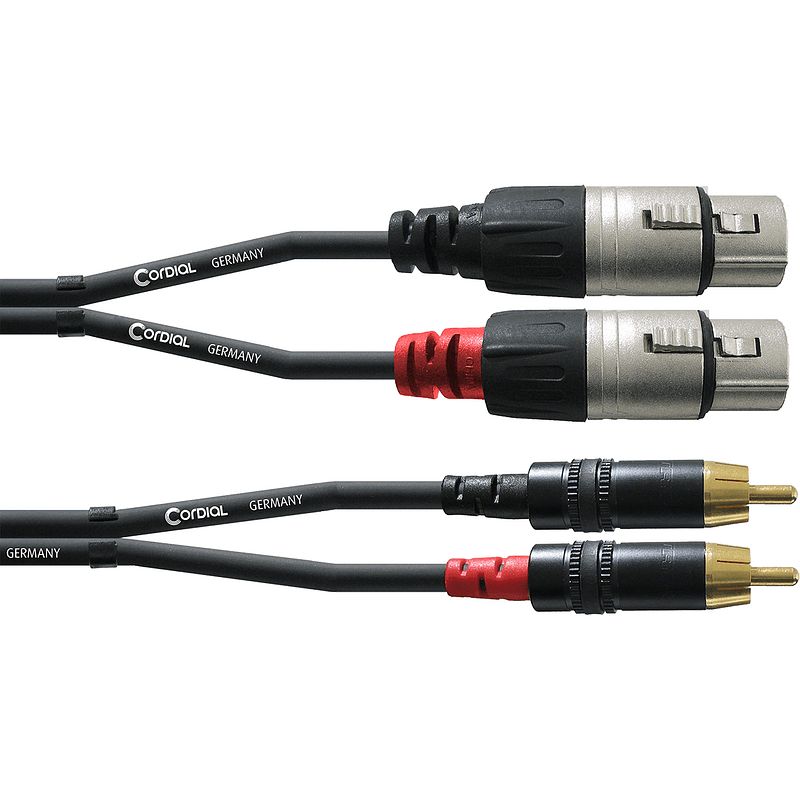 Foto van Cordial cfu1.5fc intro verloopkabel 2x xlr female - 2x rca male 1.5m