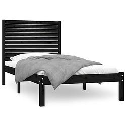 Foto van The living store bedframe - grenenhout - 90 x 200 cm - zwart