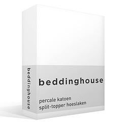 Foto van Beddinghouse percale katoen split-topper hoeslaken - 100% percale katoen - lits-jumeaux (180x200 cm) - white