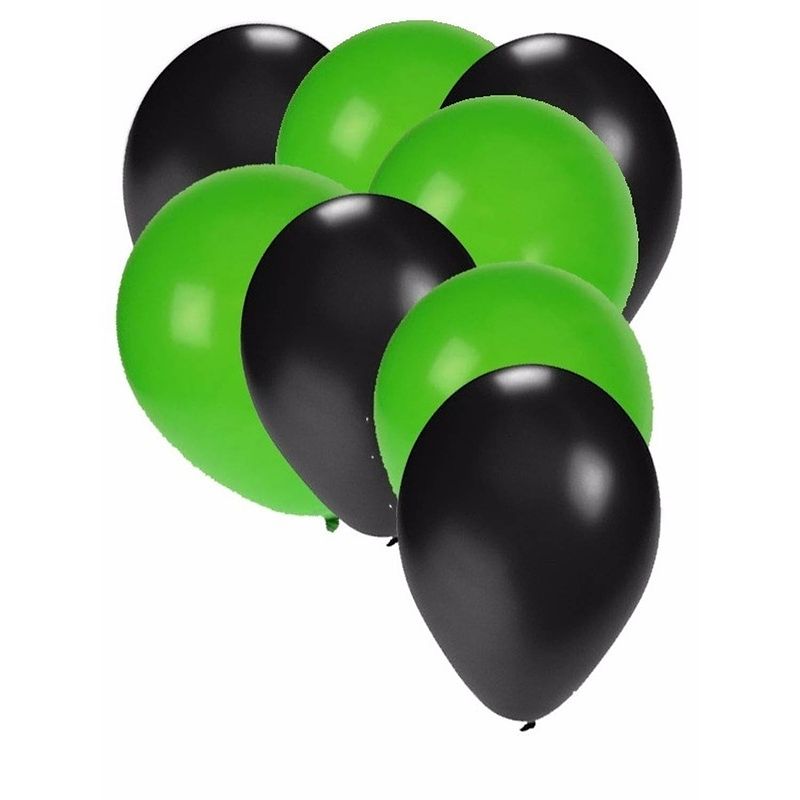 Foto van Zwarte en groene ballonnen 30 stuks - ballonnen
