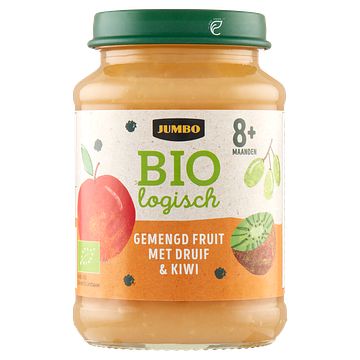 Foto van Jumbo biologisch gemengd fruit met druif & kiwi 8+ maanden 190g