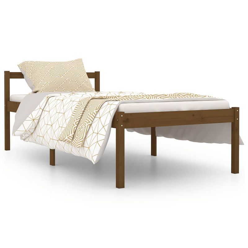 Foto van The living store bedframe grenenhout - single - 195.5 x 95.5 x 70.5 cm - honingbruin