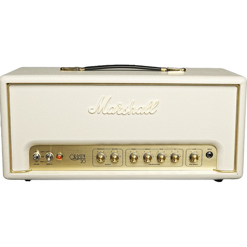 Foto van Marshall ori20hd1 origin20h cream levant limited edition 20w buizen gitaarversterker top