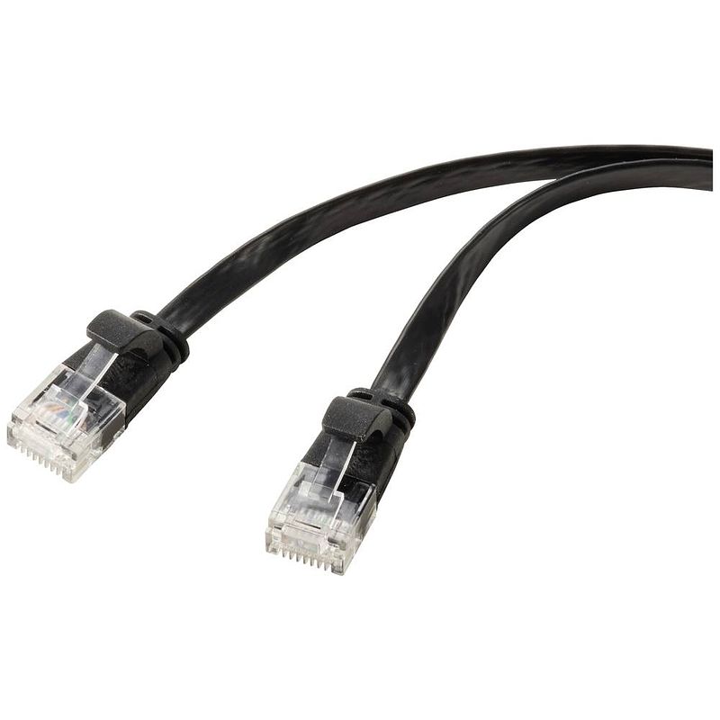 Foto van Renkforce rf-5771530 rj45 netwerkkabel, patchkabel cat 6 u/utp 0.50 m zwart pvc-mantel 1 stuk(s)