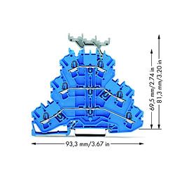 Foto van Wago 2002-3234 doorgangsklem 3-etages 5.20 mm spanveer toewijzing: n, n, n blauw 50 stuk(s)