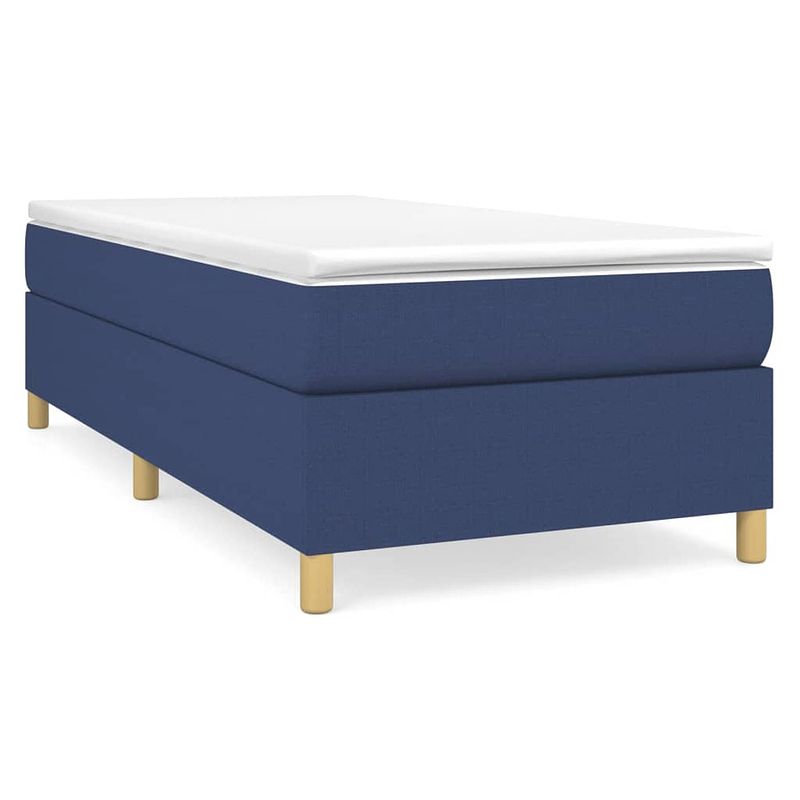 Foto van The living store boxspringframe blauw - 193 x 90 x 35 cm - duurzaam materiaal - ondersteunende poten - multiplex