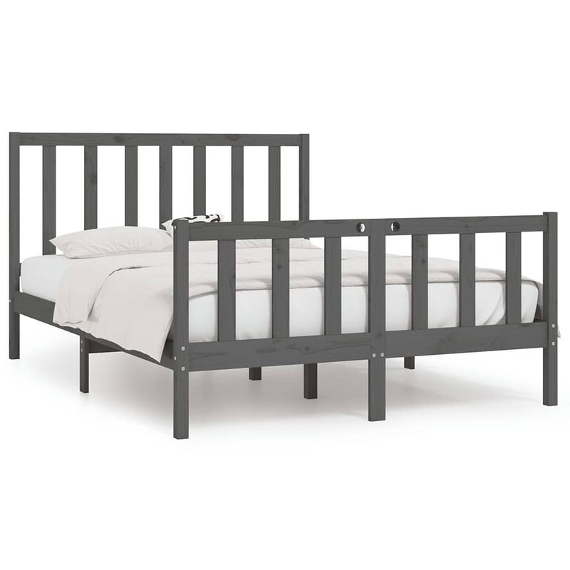 Foto van Vidaxl bedframe massief hout grijs 140x190 cm