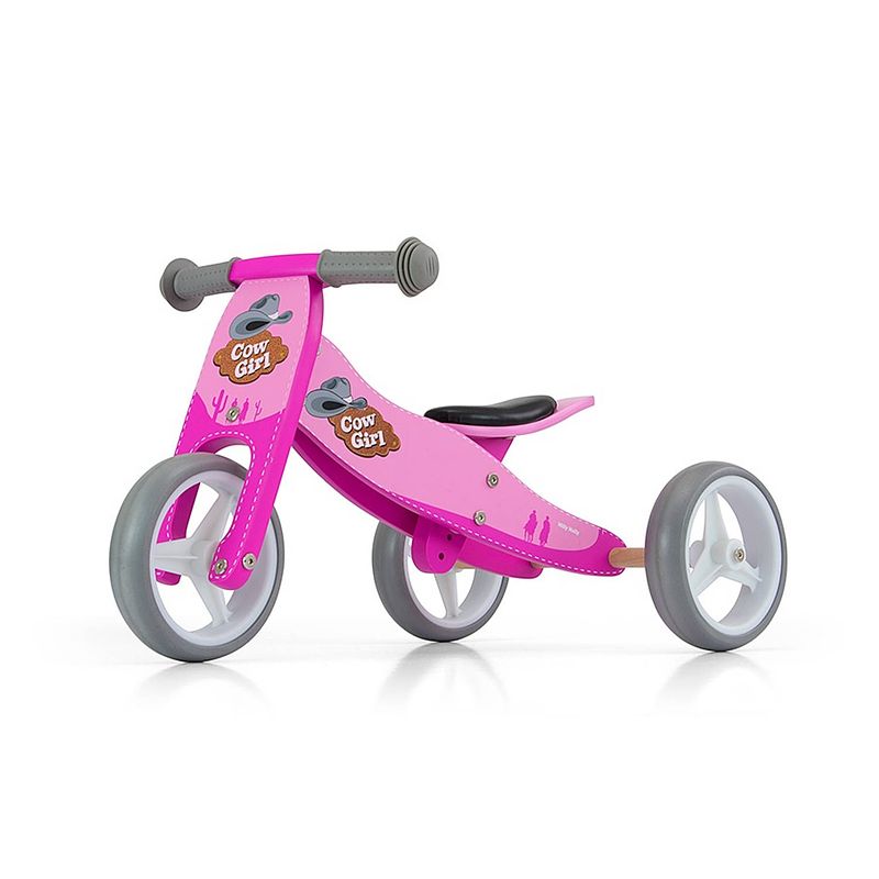 Foto van Milly mally loopfiets met 3 wielen 2-in-1 loopfiets jake cowgirl meisjes roze