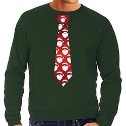 Foto van Stropdas kersttrui/kerst sweater kerstmannen groen voor heren 2xl - kerst truien