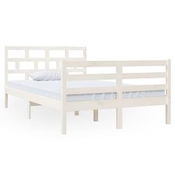 Foto van The living store bedframe grenenhout - 195.5 x 126 cm - wit - stevige lattenbodem