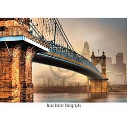 Foto van Jason bohrer - foggy roebling kunstdruk 91x66cm