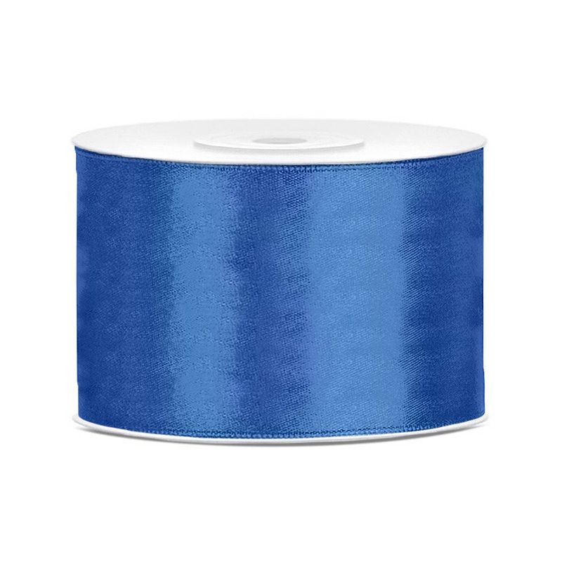 Foto van 1x hobby/decoratie helderblauw satijnen sierlinten 5 cm/50 mm x 25 meter - cadeaulinten