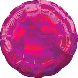 Foto van Amscan folieballon holographic magenta circle 46 cm roze