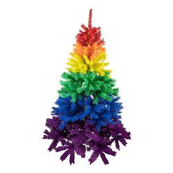 Foto van R en w kunst kerstboom - regenboog kleuren - h170 cma - kunststof - kunstkerstboom