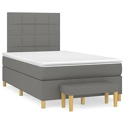 Foto van The living store boxspringbed met verstelbaar hoofdbord en pocketvering matras - 120x200 cm - donkergrijs