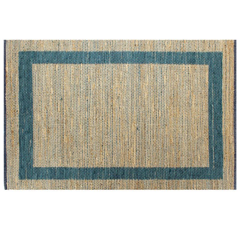 Foto van The living store vloerkleed - handgemaakt - gevlochten jute en katoen - 160 x 230 cm - blauw en naturel