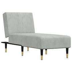 Foto van The living store chaise longue - verstelbaar - lichtgrijs - fluweel - 55x140x70 cm