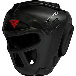 Foto van Rdx sports t1 hoofdbeschermer met verwijderbare gezichtskooi - medium - kleur: zwart - kunstleer