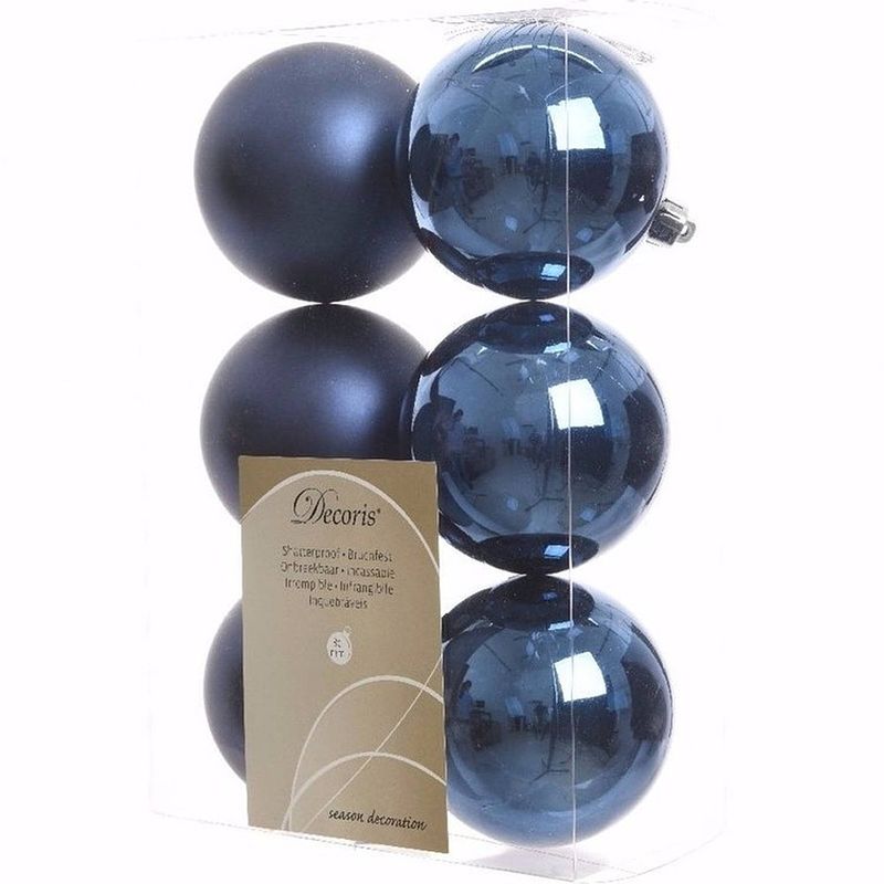 Foto van Mystic christmas kerstboom decoratie kerstballen blauw 6 stuks - kerstbal