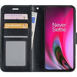 Foto van Basey oneplus nord 2 hoesje bookcase - oneplus nord 2 hoes flip case book cover - oneplus nord 2 hoes book case - zwart