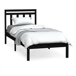 Foto van The living store bedframe - zwarte massief grenenhout - 90 x 190 cm - stevig en stabiel