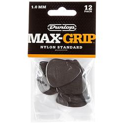 Foto van Dunlop 449p100 max-grip nylon standard pick 1.0 mm plectrum set 12 stuks