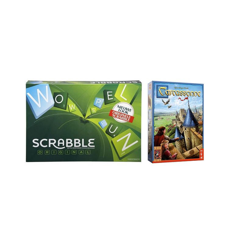 Foto van Spellenbundel - bordspel - 2 stuks - scrabble original & carcassonne