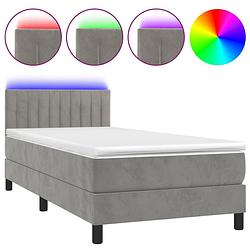 Foto van The living store boxspring - fluweel - led - pocketvering - huidvriendelijk - 203x100x78/88 cm