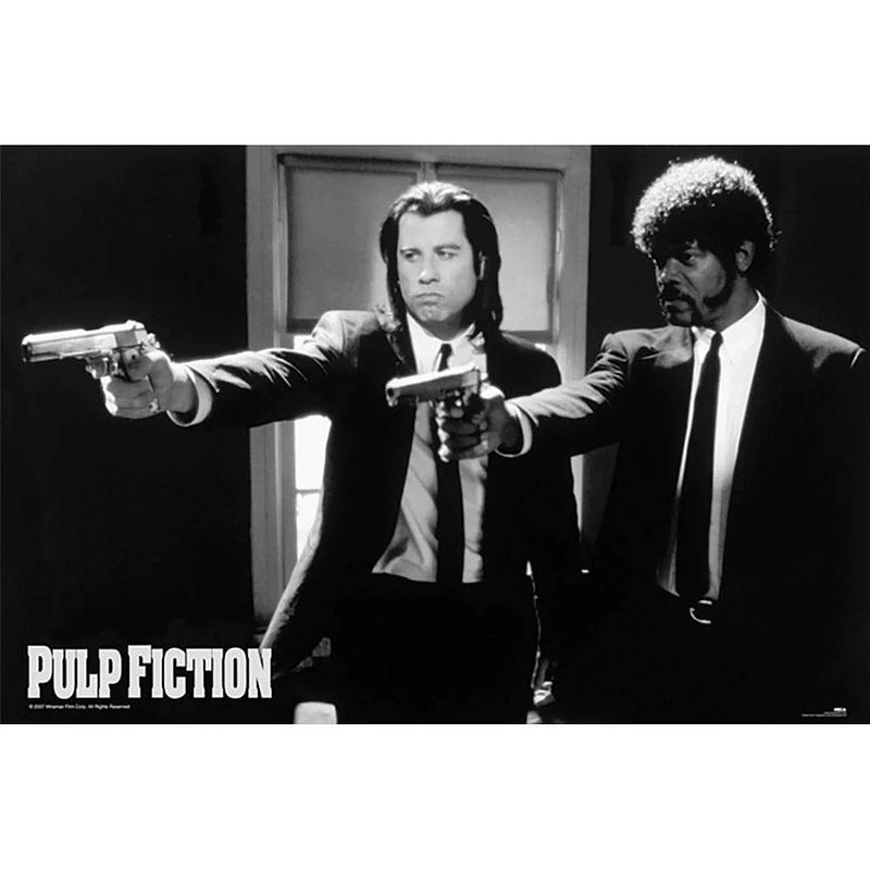 Foto van Poster pulp fiction b/w guns 140x100cm