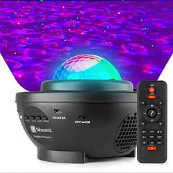 Foto van Discolamp - beamz skynight - sterren projector rood / groen met watergolven en bluetooth speaker