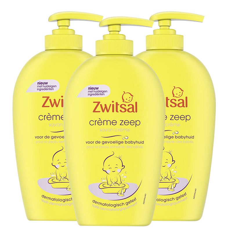 Foto van Zwitsal - zeep creme - 3 x 250ml - met pompje - voordeelpack