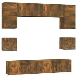 Foto van The living store tv-meubelset x - tv-meubels van bewerkt hout - 4x 60x30x30cm - 2x 80x30x30cm - 2x 30.5x30x30cm