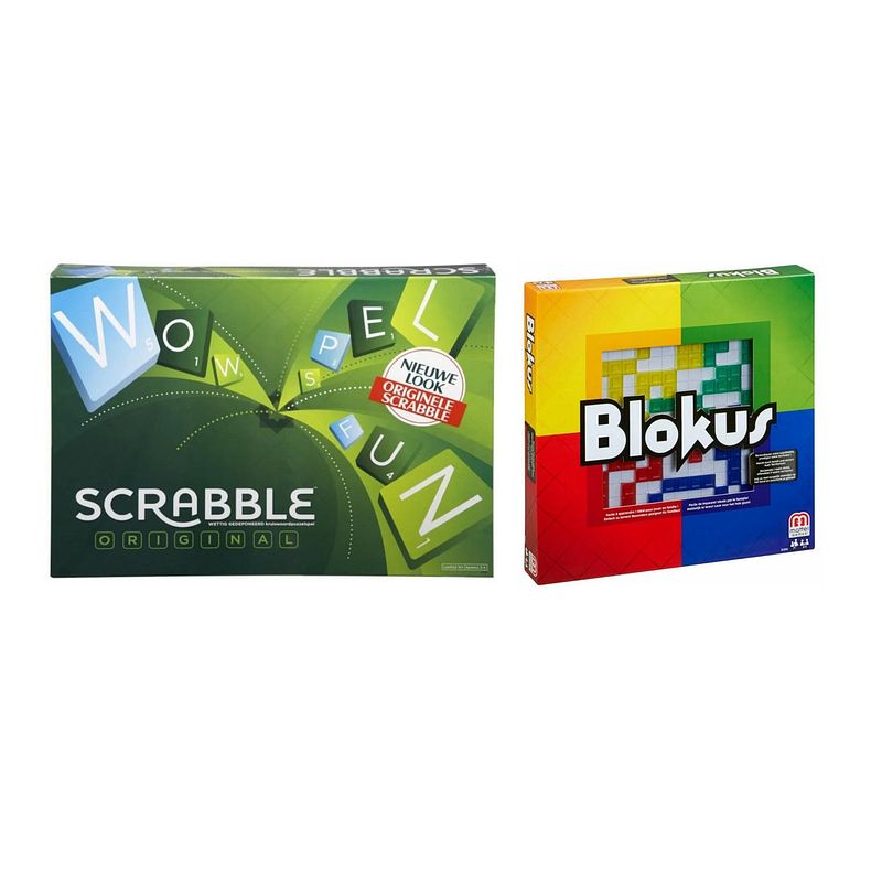 Foto van Spellenbundel - bordspel - 2 stuks - scrabble original & blokus