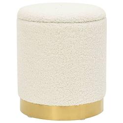 Foto van Vidaxl hocker met opbergruimte rond fleece wit