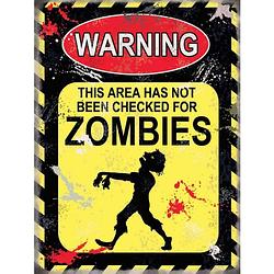 Foto van Halloween metalen wand bordje zombies 15 x 20 cm - metalen wandbordjes