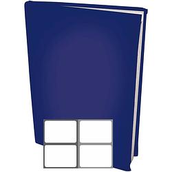 Foto van Rekbare boekenkaften a4 - blauw - 6 stuks inclusief grijze textiel labels