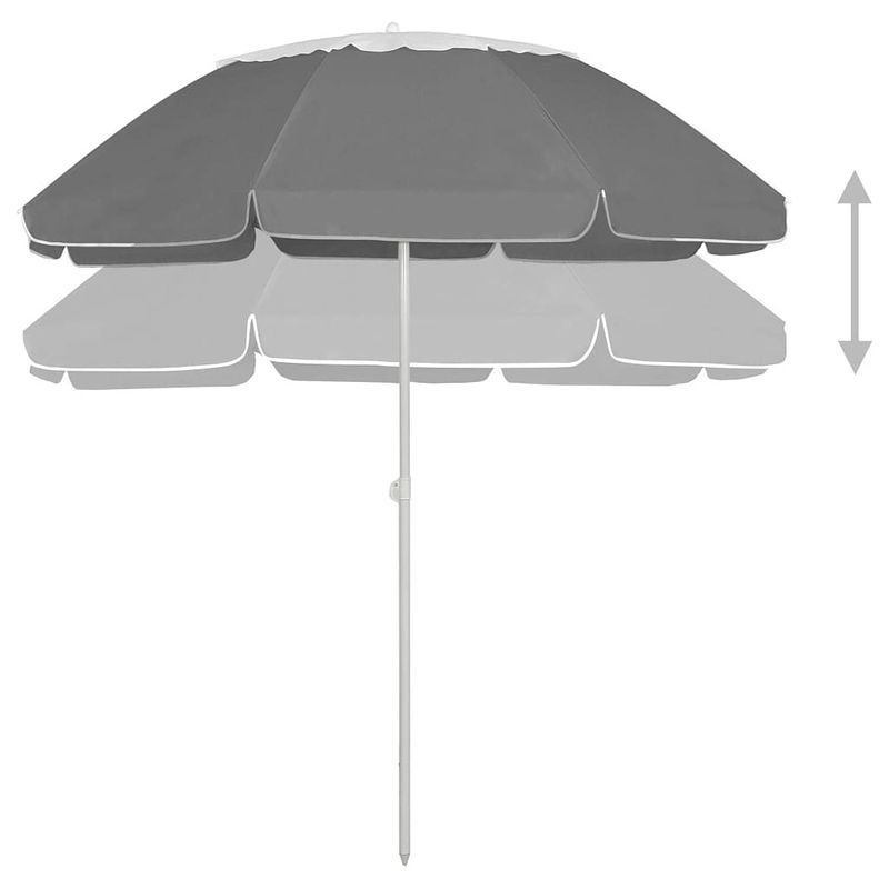 Foto van The living store strandparasol - uv-beschermend polyester - stevige baleinen - geschikt voor parasolgat - verstelbaar -