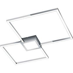 Foto van Led plafondlamp - trion hydro - 28w - natuurlijk wit 4000k - dimbaar - vierkant - mat chroom - aluminium