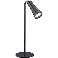 Foto van Led bureaulamp - trion moxi - 2w - warm wit 3000k - oplaadbaar - rond - mat zwart - aluminium