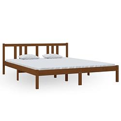 Foto van The living store houten bedframe - modern slaapkamer - 160 x 200 cm - kleur- honingbruin