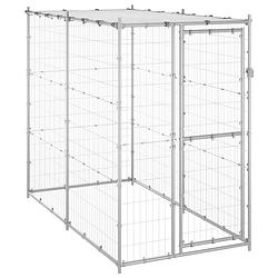 Foto van Vidaxl hondenkennel buiten met dak 110x220x180 cm gegalvaniseerd staal