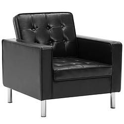 Foto van The living store fauteuil elegante - woonkamer kantoor slaapkamer - 75x70x75 cm - zwart - kunstleer