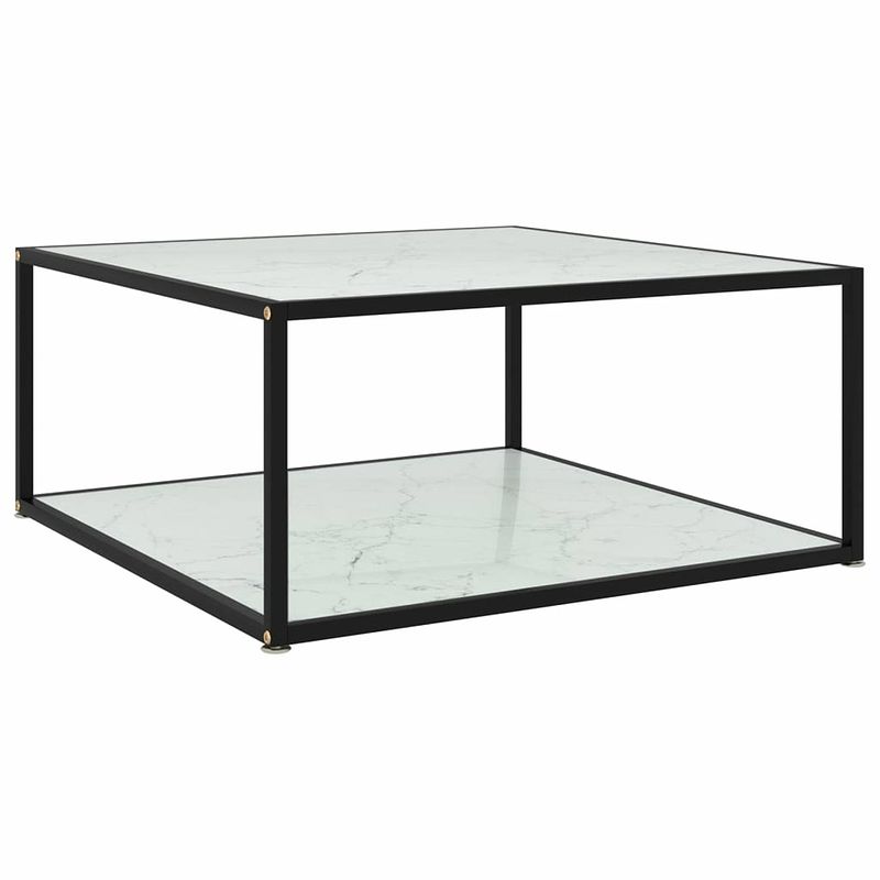 Foto van Vidaxl salontafel 80x80x35 cm gehard glas wit