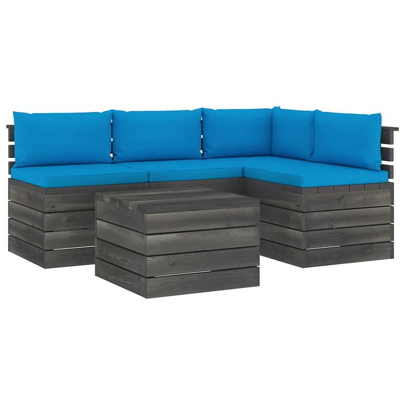 Foto van Vidaxl 5-delige loungeset met kussens pallet massief grenenhout