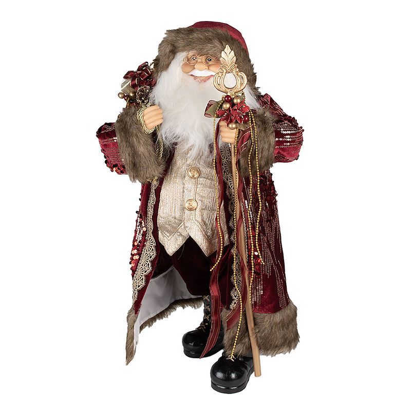 Foto van Haes deco - kerstman deco figuur 29x20x63 cm - rood - kerst figuur, kerstdecoratie